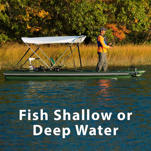 Sea Eagle FSK16 FishSkiff Inflatable 16', High Pressure, All-Drop-Stitch, 1-3 Person Frameless Fishing Boat w/Rigid 6” External Keel - Portable, Storable, and Transportable