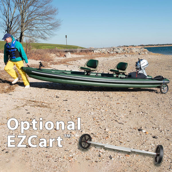 Sea Eagle FSK16 FishSkiff Inflatable 16', High Pressure, All-Drop-Stitch, 1-3 Person Frameless Fishing Boat w/Rigid 6” External Keel - Portable, Storable, and Transportable