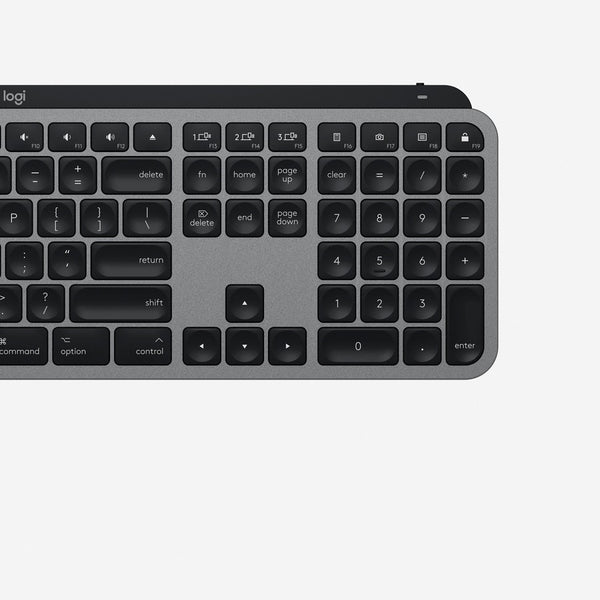 Logitech MX Keys Advanced Wireless Illuminated Keyboard for Mac, Tactile Responsive Typing, Backlighting, Bluetooth, USB-C, Apple macOS, Metal Build, Space Gray - 920-009552