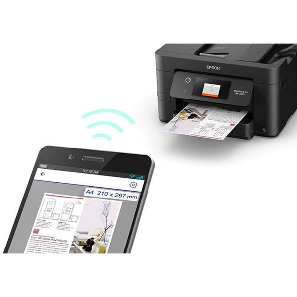 Epson WorkForce Pro WF-3820 Inkjet Multifunction Printer-Color-Copier/Fax/Scanner-4800x2400 dpi Print-Automatic Duplex Print-26000 Pages-250 sheets Input-1200 dpi Optical Scan-Color Fax-Wireless LAN-Epson Connect-Android Printing-Mopria - C11CJ07201