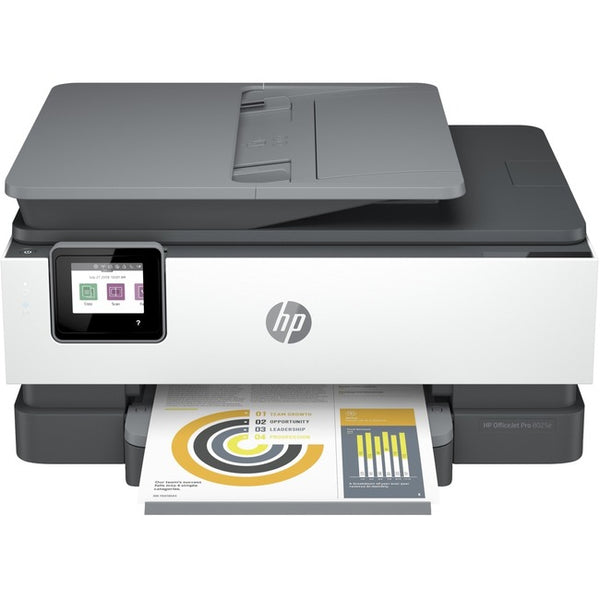 HP Officejet Pro 8025e Inkjet Multifunction Printer-Color-Copier/Fax/Scanner-29 ppm Mono/25 ppm Color Print-4800x1200 dpi Print-Automatic Duplex Print-20000 Pages-225 sheets Input-Color Flatbed Scanner-1200 dpi Optical Scan-Color Fax-Wireless LAN - 1K7K3A