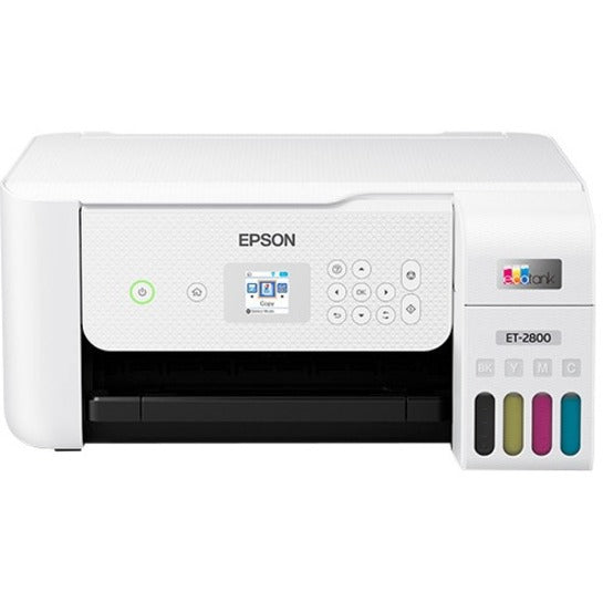 Epson EcoTank ET-2800 Inkjet Multifunction Printer-Color-Copier/Scanner-5760x1440 Print-120 sheets Input-Color Scanner-1200 Optical Scan-Wireless LAN-Epson Smart Panel App-Epson iPrint-Epson Remote Print-Apple AirPrint-Mopria - C11CJ66202