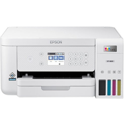 Epson EcoTank ET-3830 Inkjet Multifunction Printer-Color-Copier/Scanner-4800x1200 dpi Print-Automatic Duplex Print-5000 Pages-270 sheets Input-Color Flatbed Scanner-2400 dpi Optical Scan-Wireless LAN-Epson Smart Panel App-Epson Email Print - C11CJ62201