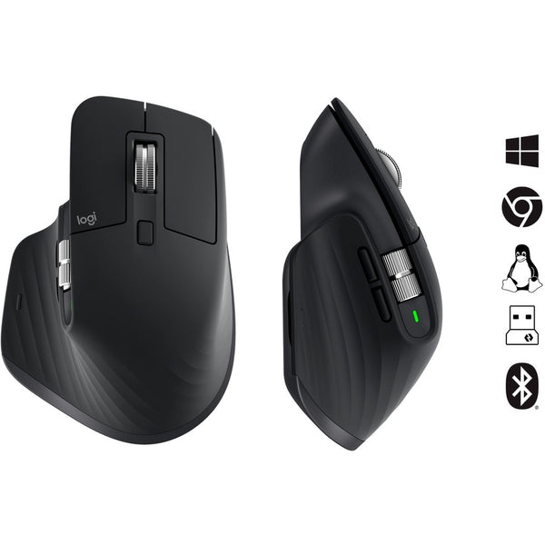 Logitech MX Master 3S - Wireless Performance Mouse with Ultra-fast Scrolling, Ergo, 8K DPI, Track on Glass, Quiet Clicks, USB-C, Bluetooth, Windows, Linux, Chrome (Black) - 910-006556