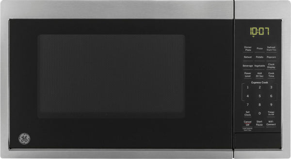 GE - 0.9 Cu. Ft. Capacity Smart Countertop Microwave Oven with Scan-to-Cook Technology - Stainless Steel -