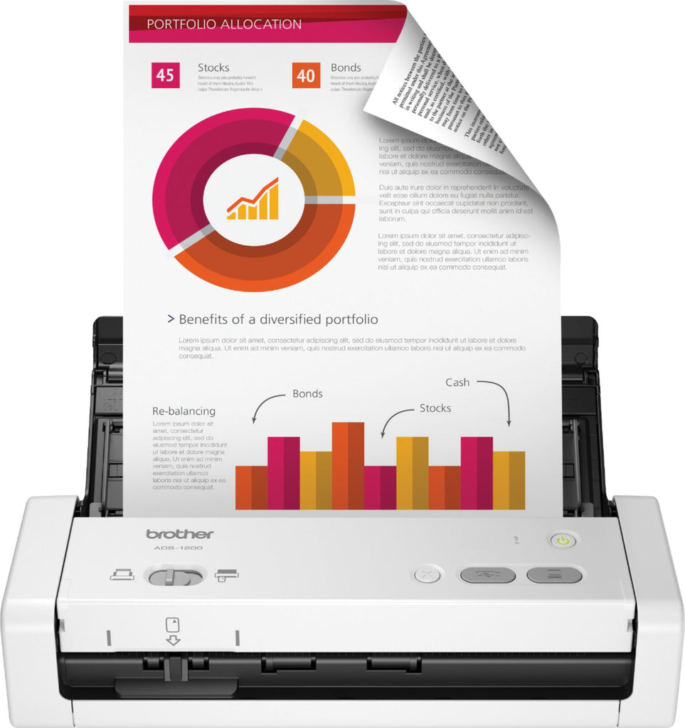 Brother - ADS-1200 Compact Duplex Desktop Document Scanner - White -