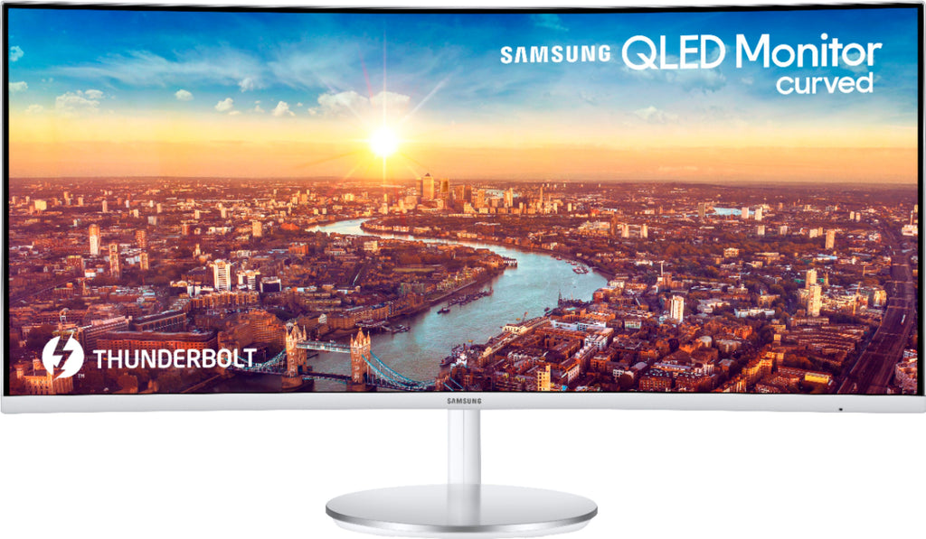 Samsung - 34” ViewFinity CJ791 QHD FreeSync Thunderbolt Monitor with speakers - White/Silver -