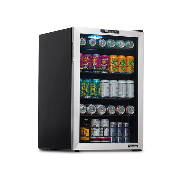 NewAir - 160-Can Beverage Cooler with SplitShelf and Digital Thermostat for Kitchen, Game Room, and Home Office - Stainless Steel -