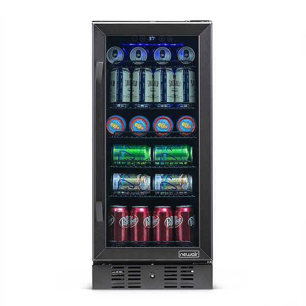 NewAir - 96-Can Built-In Beverage Cooler with Precision Temperature Controls and Adjustable Shelves - Black Stainless Steel -