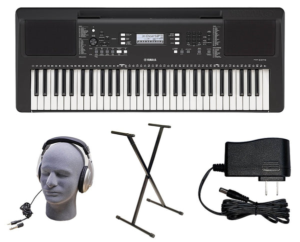 Yamaha PSR-E373 PKY 61-Key Keyboard Pack with Y-Stand, Adapter, and Headphones - Black -