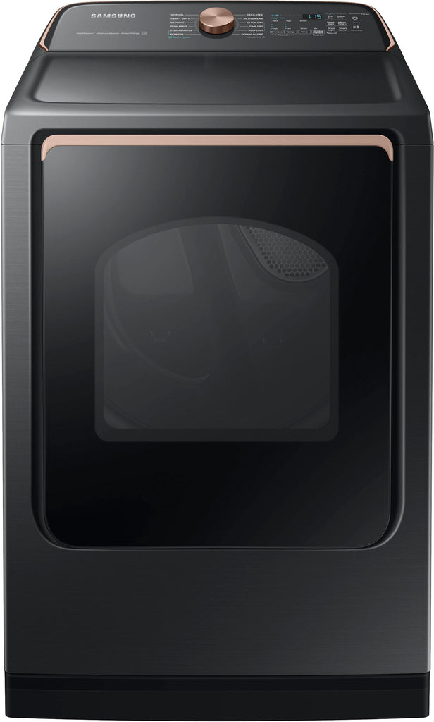 Samsung - 7.4 Cu. Ft. Smart Gas Dryer with Steam Sanitize+ - Brushed Black -