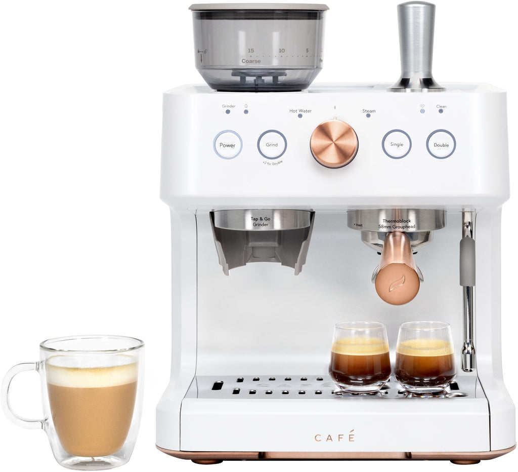 Café - Bellissimo Semi-Automatic Espresso Machine with 15 bars of pressure, Milk Frother, and Built-In Wi-Fi - Matte White -