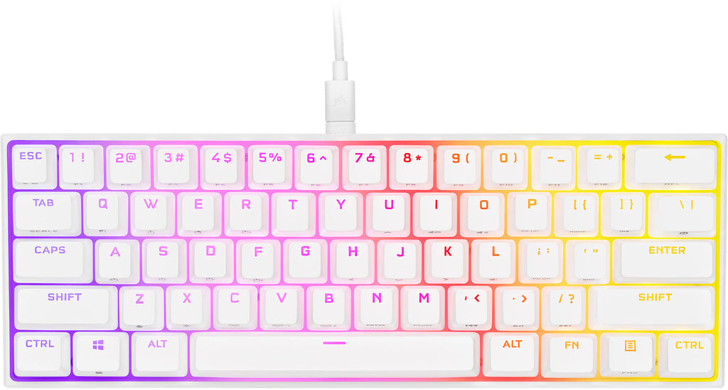CORSAIR - K65 RGB Mini Wired 60% Mechanical Cherry MX SPEED Linear Switch Gaming Keyboard with PBT Double-Shot Keycaps - White -