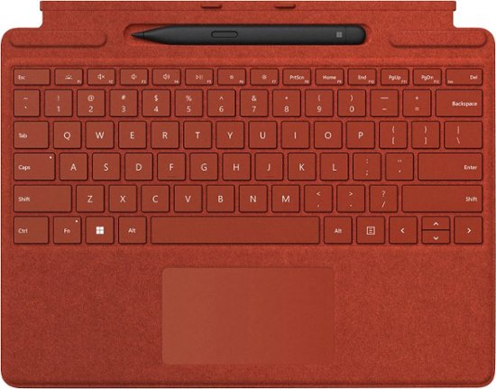 Microsoft - Surface Slim Pen 2 and Pro Signature Keyboard for Pro X, 8, 9 - Poppy Red Alcantara Material -