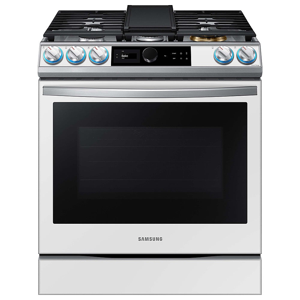 Samsung - BESPOKE 6.0 cu. ft. Smart Slide-in Gas Range with Smart Dial, Air Fry & Wi-Fi - White Glass -