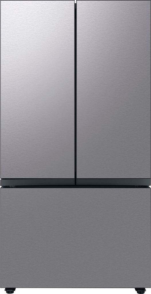 Samsung - BESPOKE 30 cu. ft. 3-Door French Door Smart Refrigerator with Beverage Center - Stainless Steel -