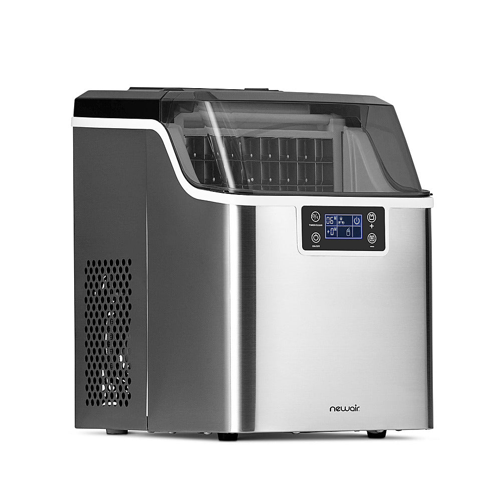 NewAir - 45 lbs. Portable Countertop Clear Ice Maker with  FrozenFall Technology - Stainless Steel -