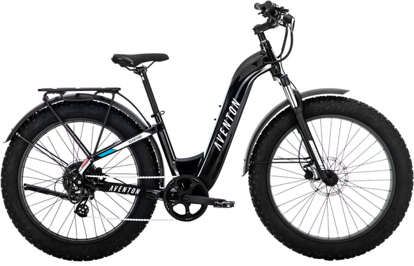 Aventon - Aventure.2 Step-Through Ebike w/ 60 mile Max Operating Range and 28 MPH Max Speed - Large - Midnight -