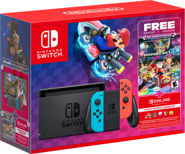 Nintendo - Switch Mario Kart 8 Deluxe Bundle (Full Game Download + 3 Mo. Switch Online Membership Included) - Multi -